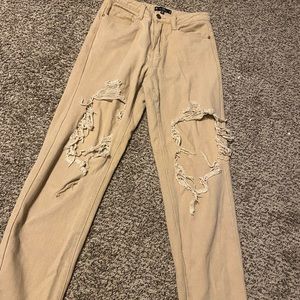 Missguided tan mom jeans